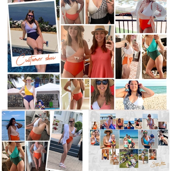 NWT Women's One Piece Swimsuit Wrap Color Block Tie Side Bathing Suit SIZE LARGE - Picture 6 of 17